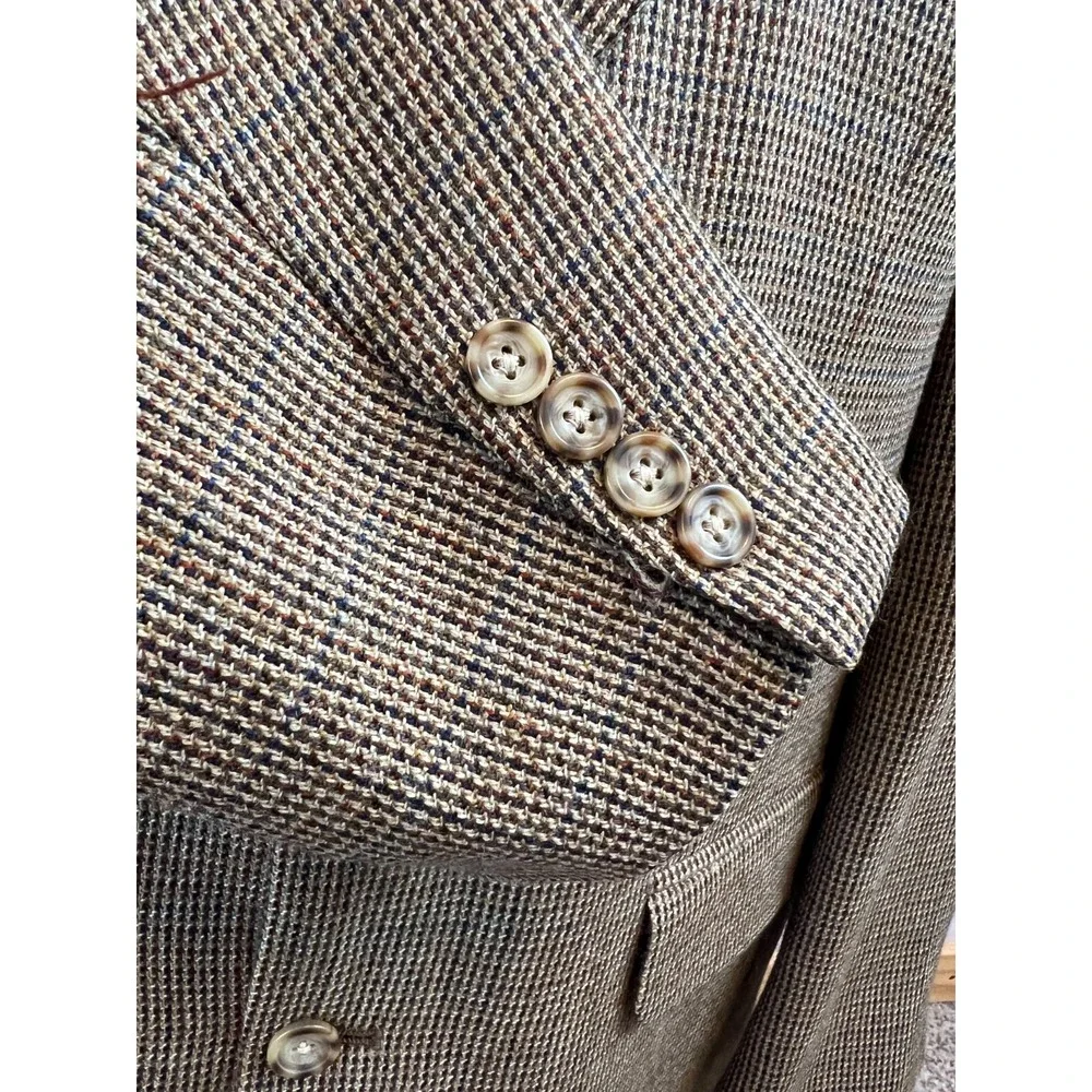 Oscar de la Renta Blazer Sport Coat 42R 42 Regular 100% Wool Herringbone Lined